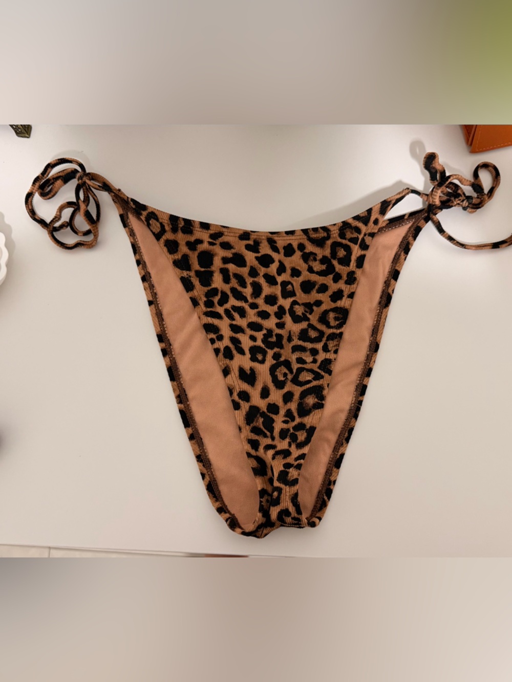 Leopard Print Tie-Side Bikini Bottoms